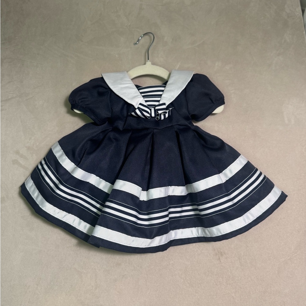 Rare Editions Navy and White Sailor-Style Girls' Formal Dress